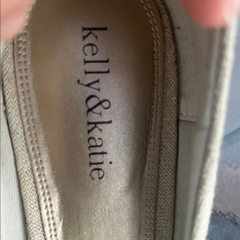 Kelly & Katie Linen Espadrille Wedges Open Toe Beige Size 9.5